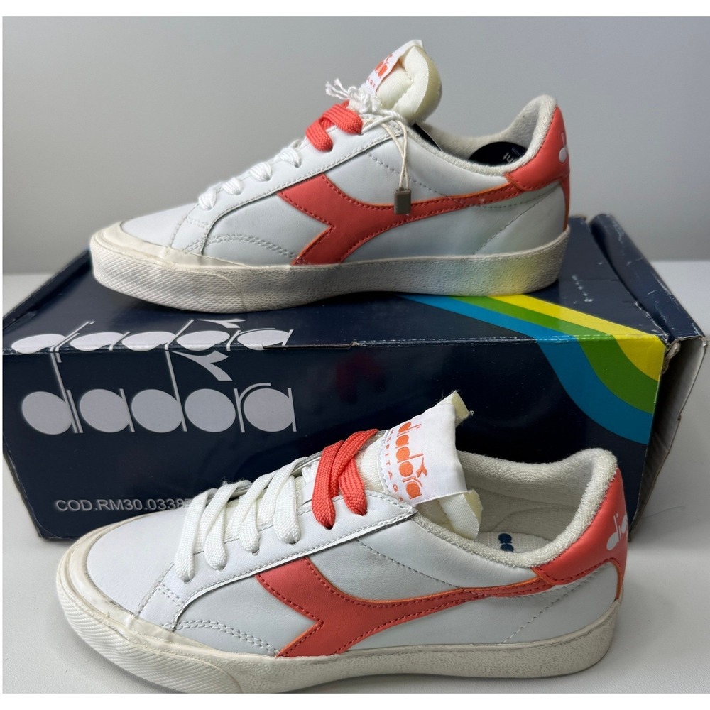 Diadora Heritage Melody Leather Dirty Coral White Sneakers Womens Size‎ 5.5 New